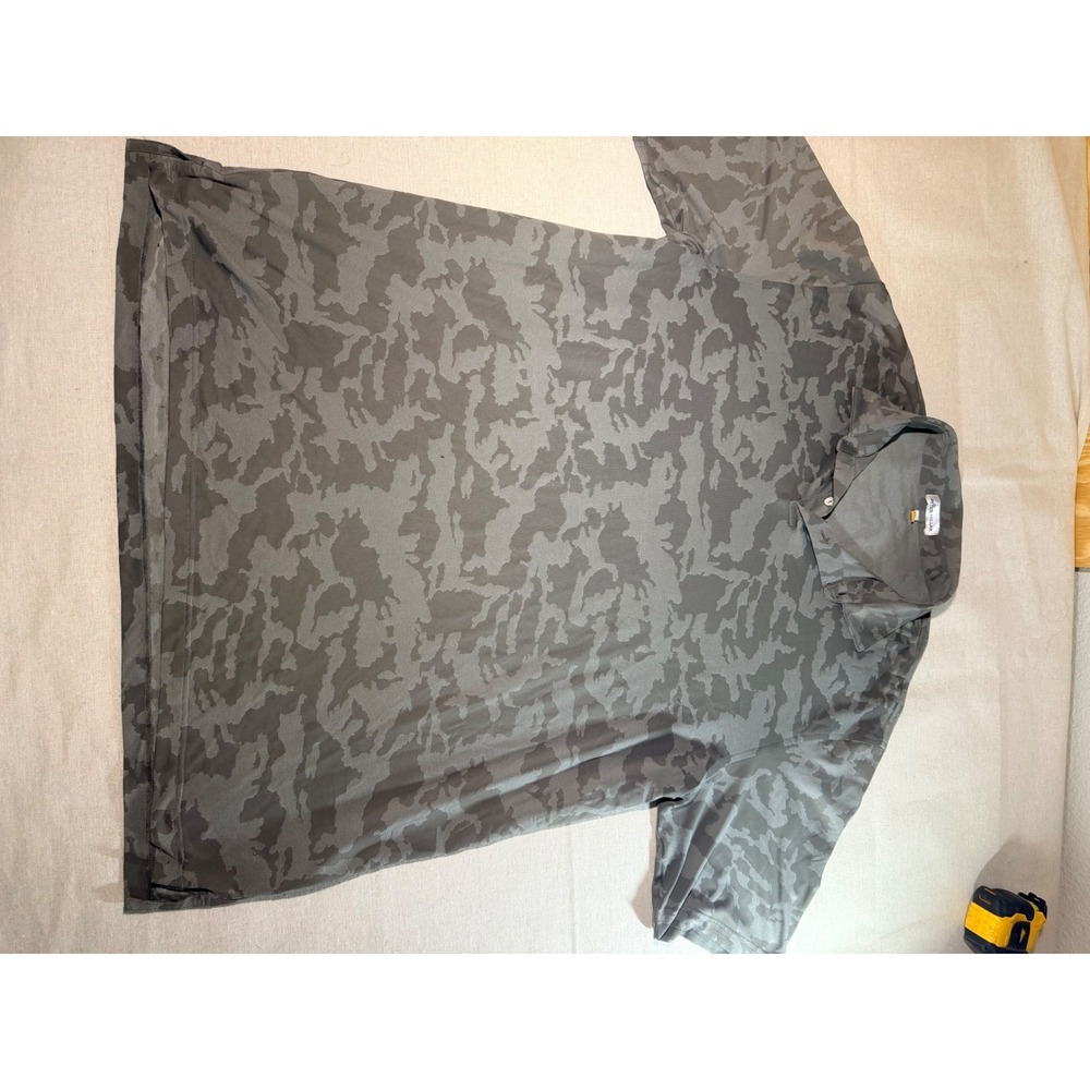 Peter Millar Crown Sport Mens XXL Grey Camo Jacquard Performance Polo Shirt